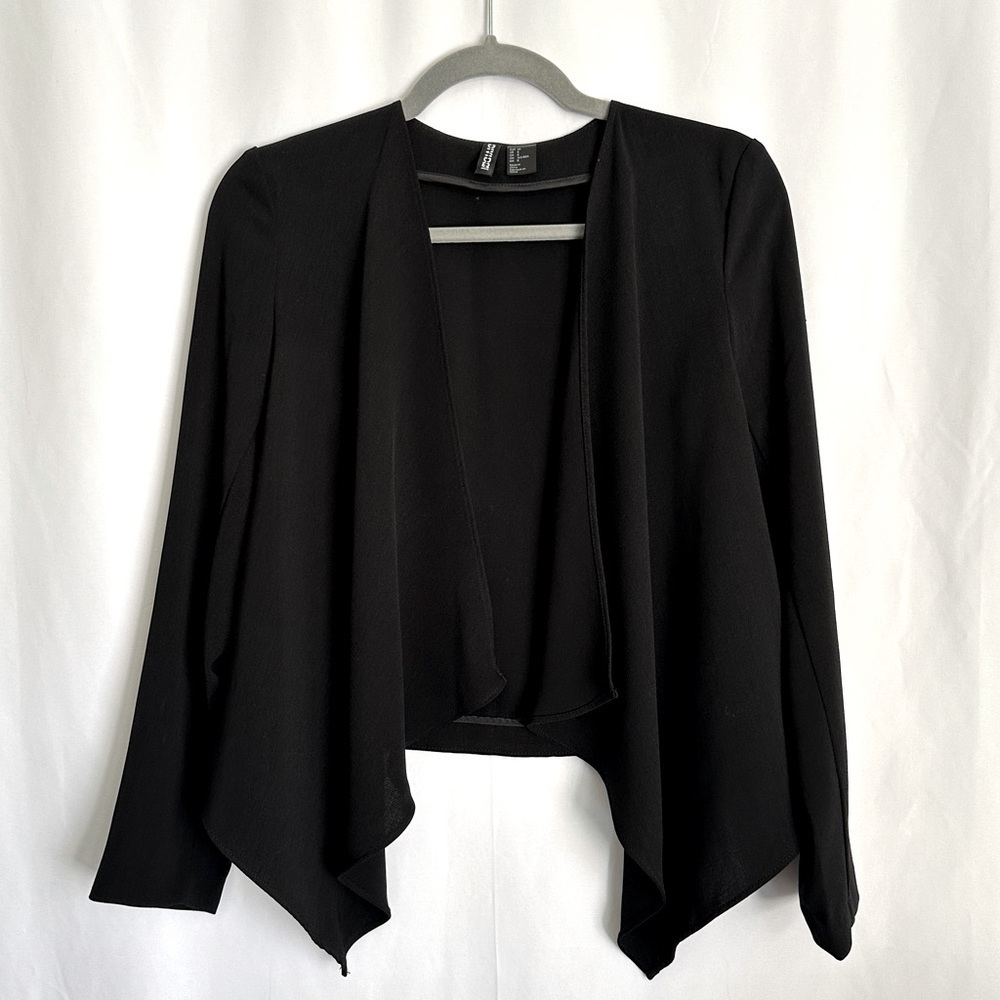 H&M Women's Black Open Style Drape Front Jacket Blazer No Buttons sz XS/S